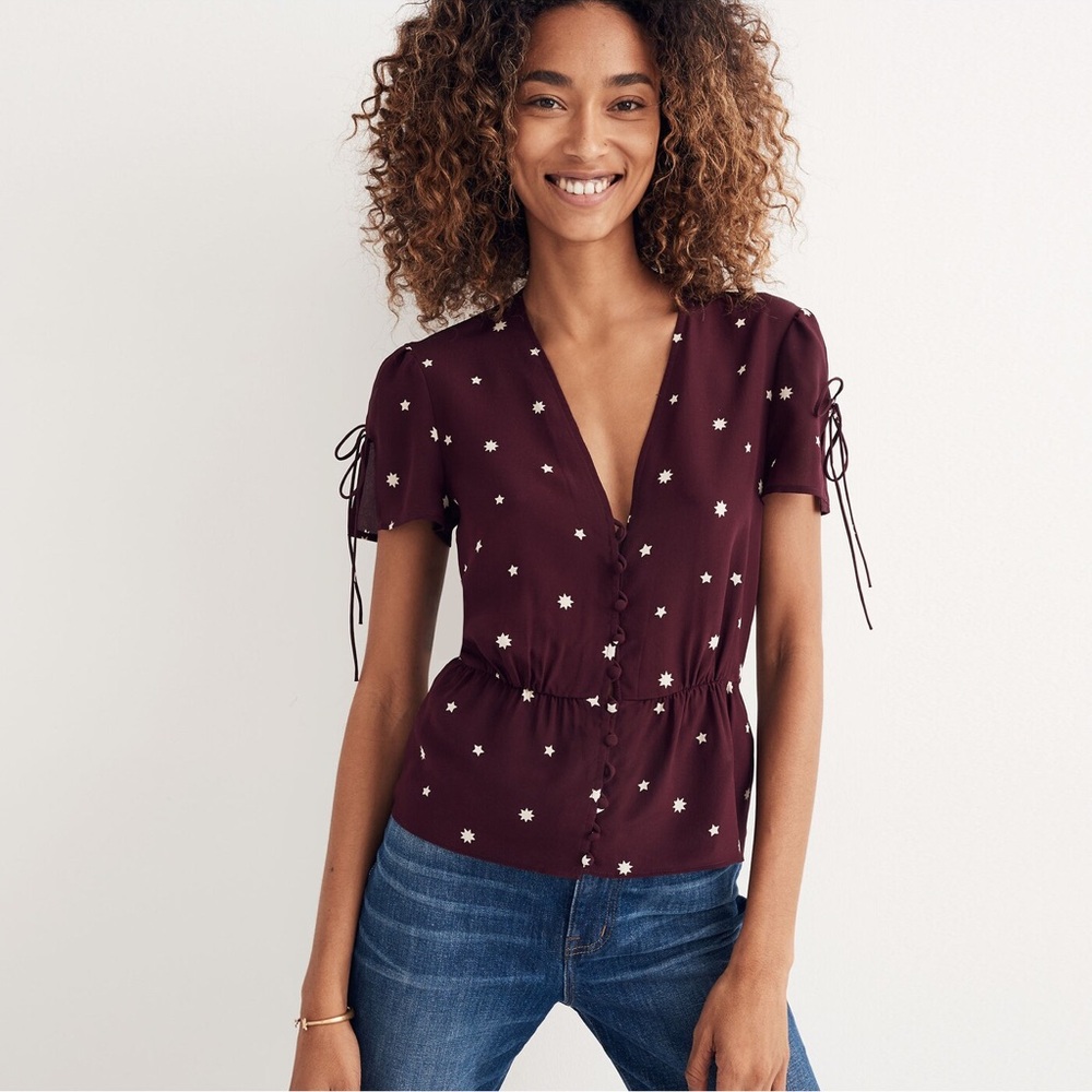 Madewell Silk Belle Top in Star Mix